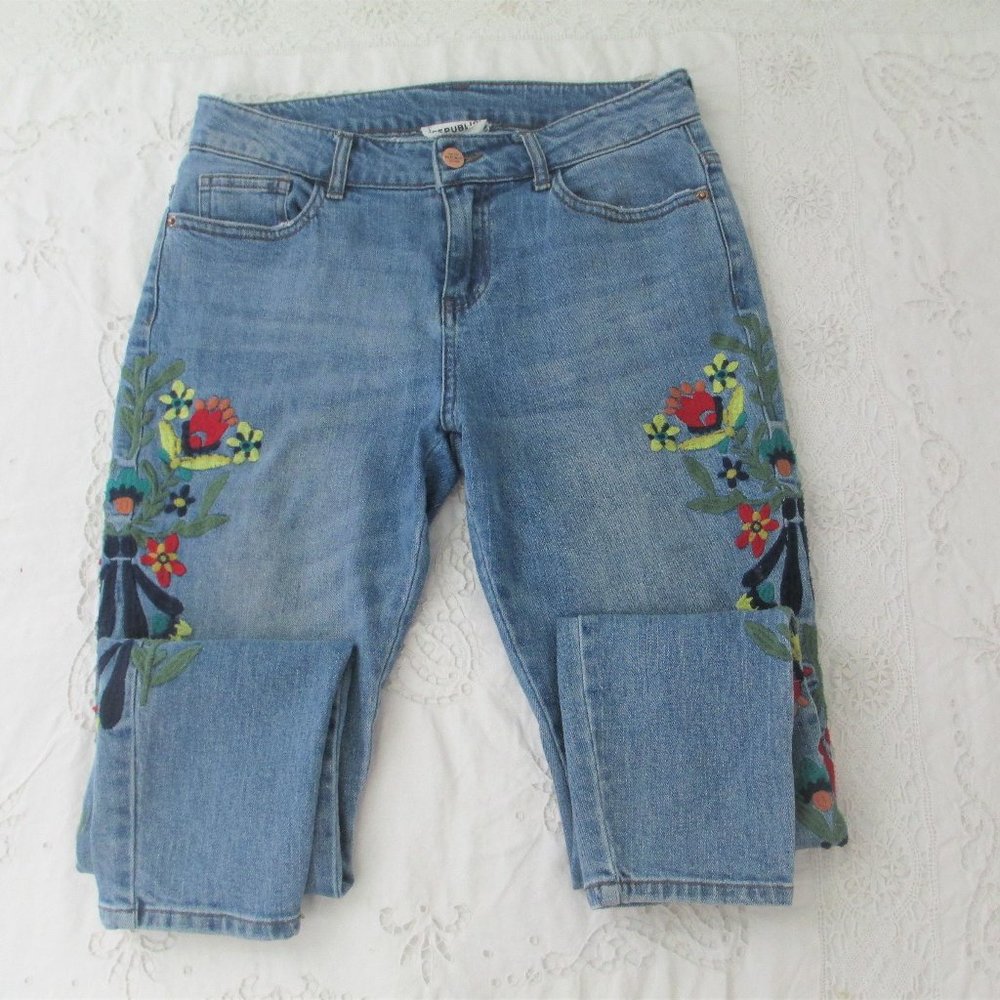 For the Republic Denim Embroidered Jeans
